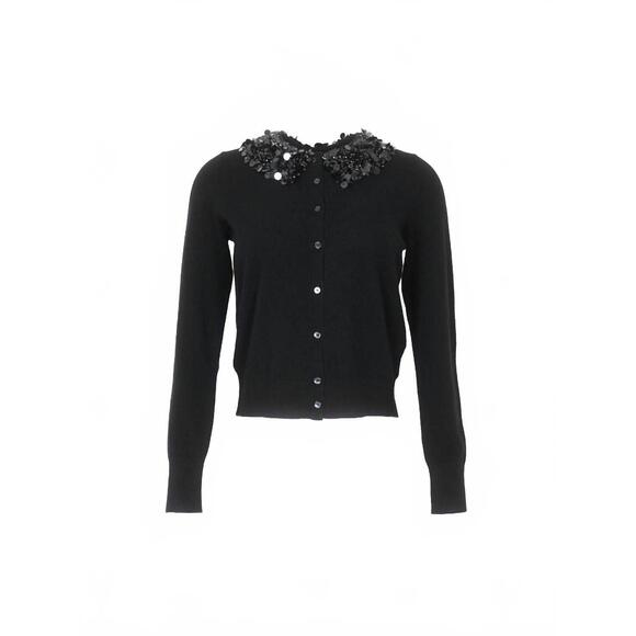 NEW ULLA JOHNSON margaux embroidered cashmere cardigan in noir